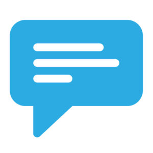 Blue speech bubble icon representing a blog