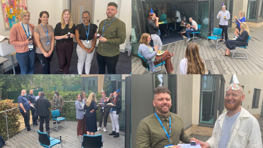 A montage of staff enoying the BBQ and receiving their Covid Star medals.