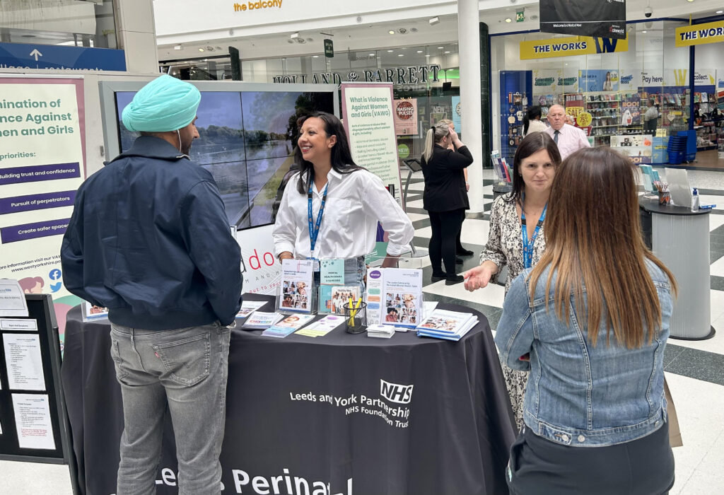 The trust's perinatal mental health team speaking to people at the White Rose Shopping Centre. 