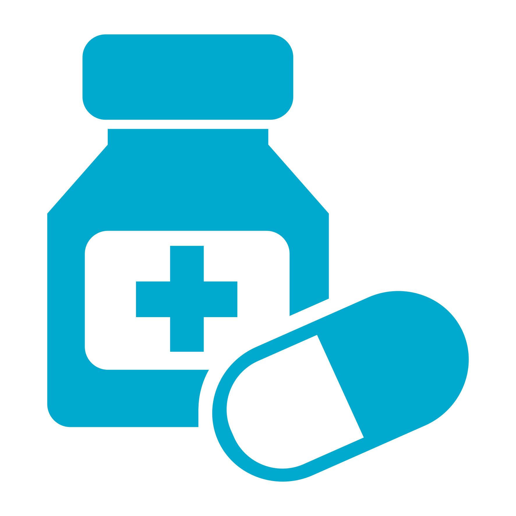 A medicine bottle and capsule