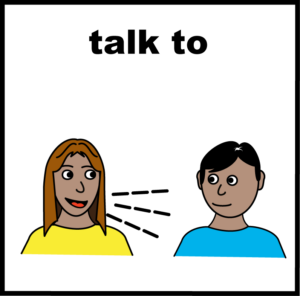 One person speaking to another person face to face.